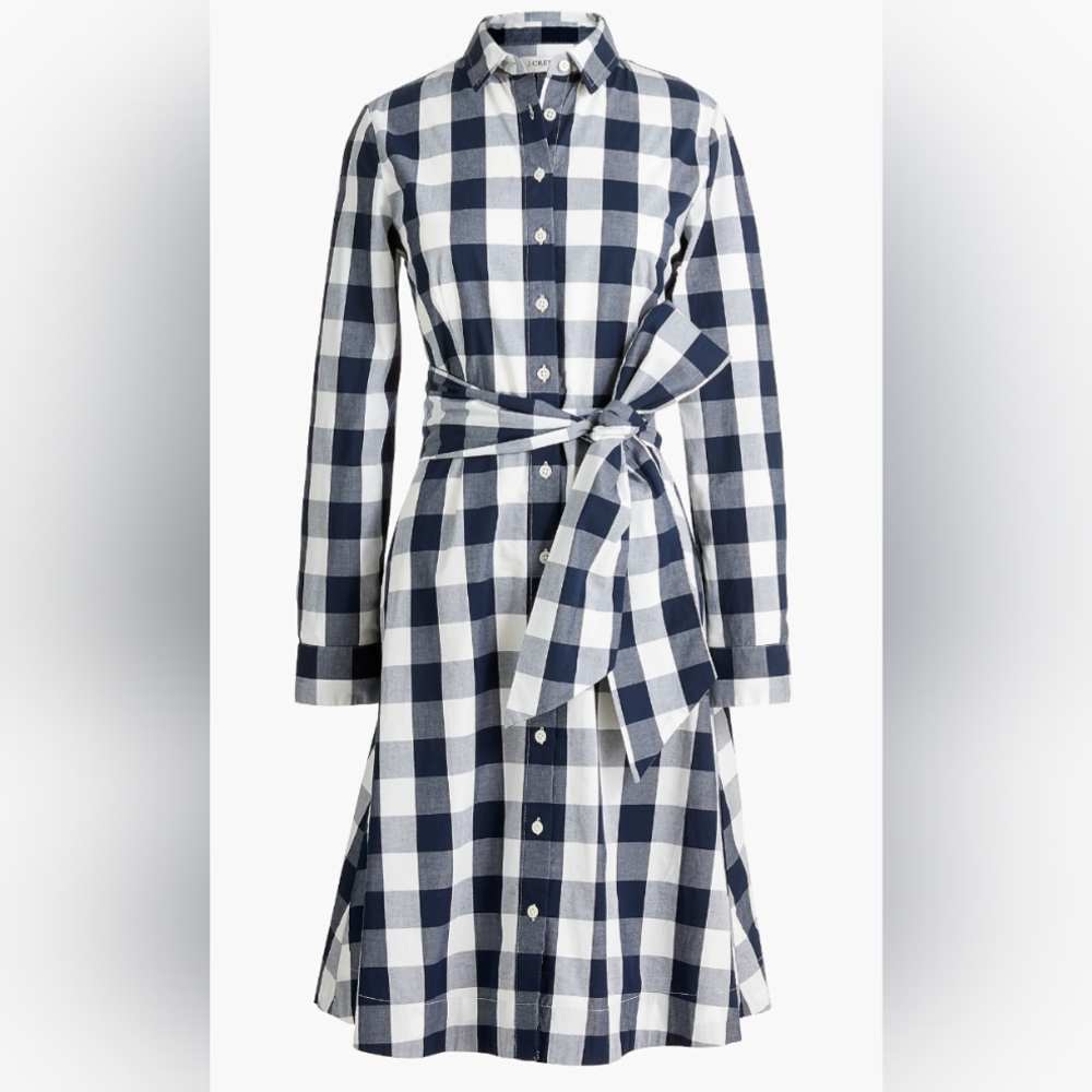 NWT J. Crew Tie-Waist Gingham Dress - Size 8